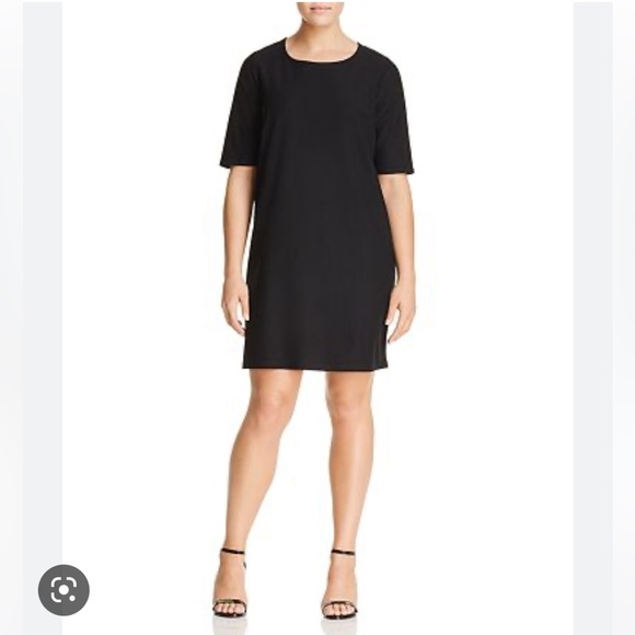 Eileen Fisher Dresses & Skirts - EILEEN FISHER Black Short Sleeve Zip Side Dress Size Medium